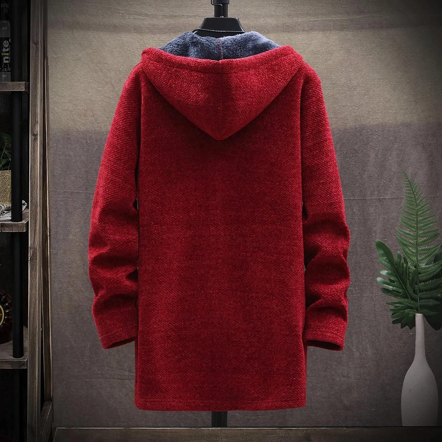 Ymosrh Mens Coat and Winter Men's Fashion Loose Cardigan Warm Lapel Hooded Jacket Sweater Lightweight Rain Jacket