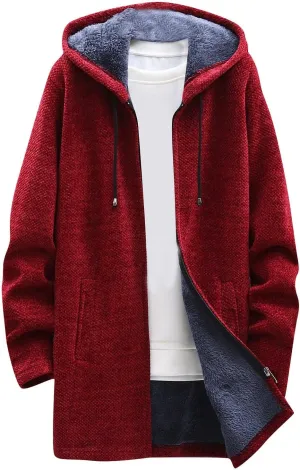 Ymosrh Mens Coat and Winter Men's Fashion Loose Cardigan Warm Lapel Hooded Jacket Sweater Lightweight Rain Jacket