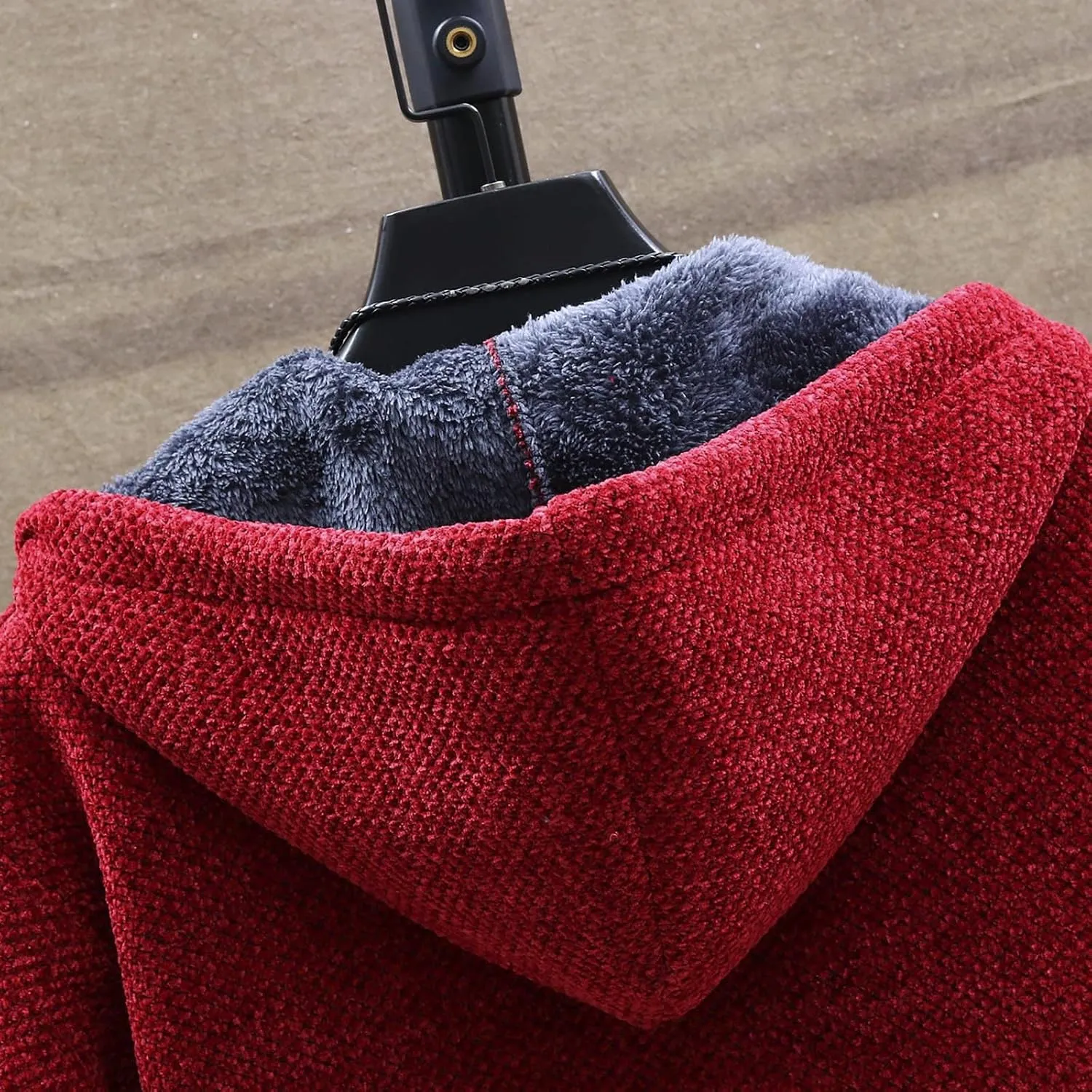 Ymosrh Mens Coat and Winter Men's Fashion Loose Cardigan Warm Lapel Hooded Jacket Sweater Lightweight Rain Jacket
