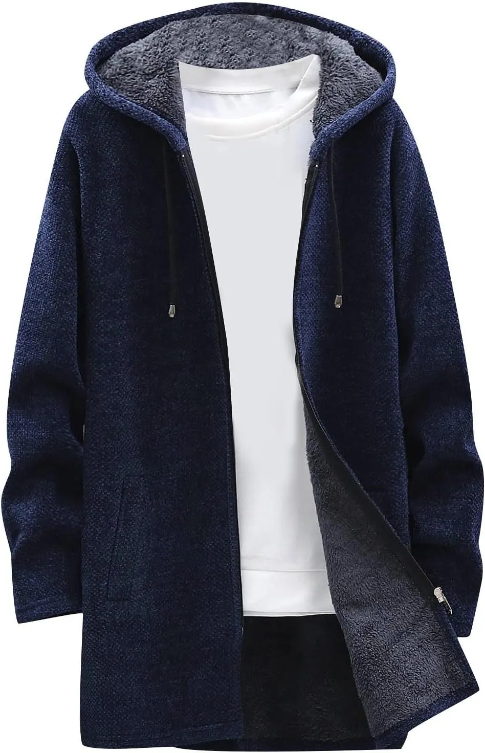 Ymosrh Mens Coats and Jackets Big Tall Men's Fashion Loose Cardigan Warm Lapel Hooded Jacket Sweater Coats Jackets