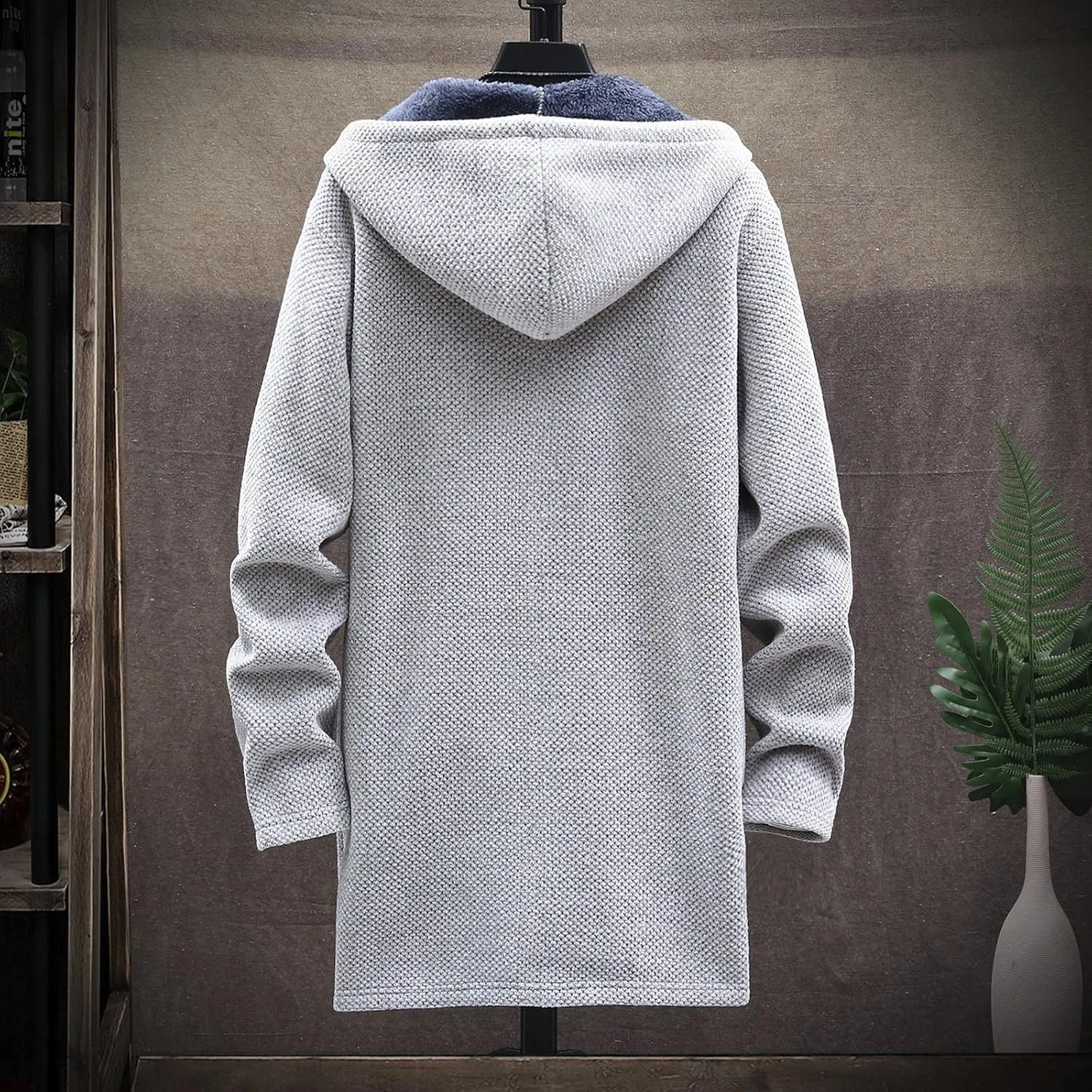 Ymosrh Mens Coats and Jackets Big Tall Men's Fashion Loose Cardigan Warm Lapel Hooded Jacket Sweater Coats Jackets