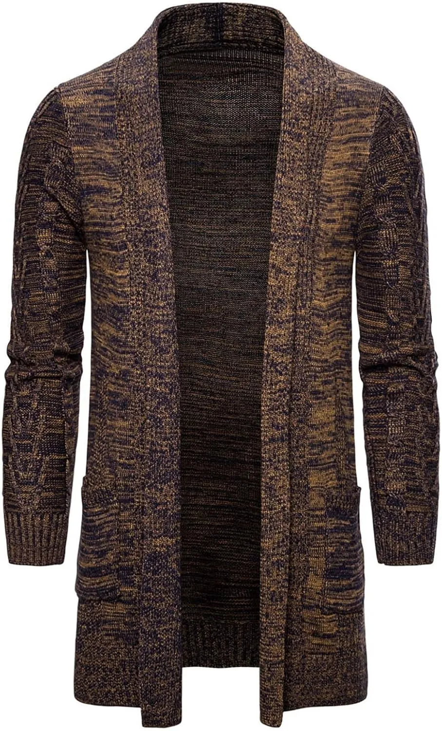 ZYXTIM Mens Cardigan Sweater Shawl Collar Chunky Warm Open Front Long Sleeve Knit Thick Slim Fit Hooded Sweaters with Pockets