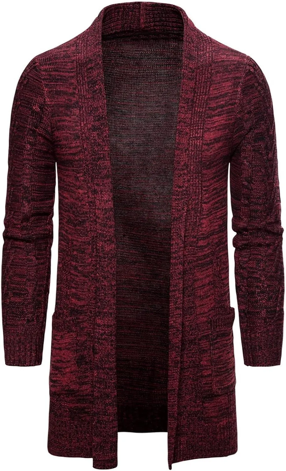 ZYXTIM Mens Cardigan Sweater Shawl Collar Chunky Warm Open Front Long Sleeve Knit Thick Slim Fit Hooded Sweaters with Pockets