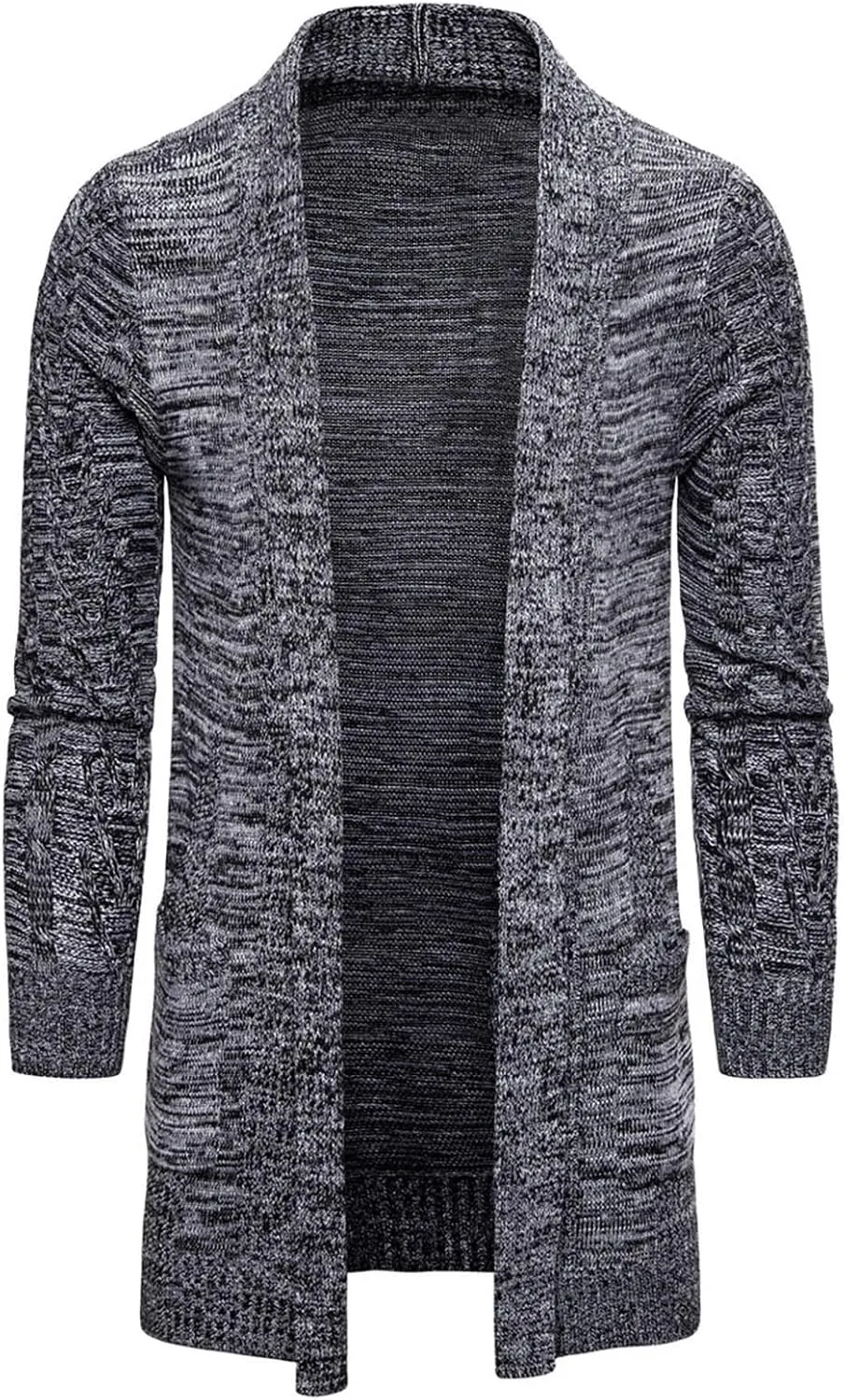 ZYXTIM Mens Cardigan Sweater Shawl Collar Chunky Warm Open Front Long Sleeve Knit Thick Slim Fit Hooded Sweaters with Pockets