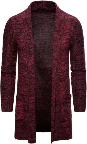 ZYXTIM Mens Cardigan Sweater Shawl Collar Chunky Warm Open Front Long Sleeve Knit Thick Slim Fit Hooded Sweaters with Pockets